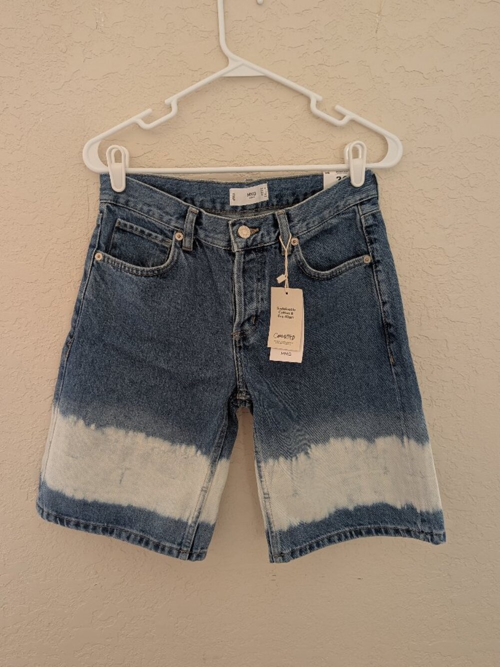MNG Denim Ombre Jean Shorts Long Inseam Jorts Size 4 NWT